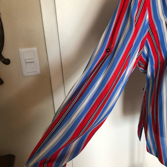 Jones New York Red/Cobalt Blue/White Blouse - Picture 4 of 8